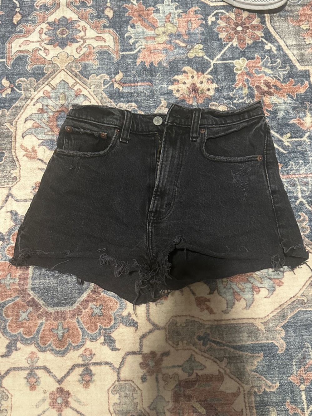 Abercrombie & Fitch Black Distressed High-Rise Jean Shorts